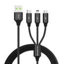 KABEL USB 3W1 SOMOSTEL CZARNY 1.2M POWERLINE SMS-BW03