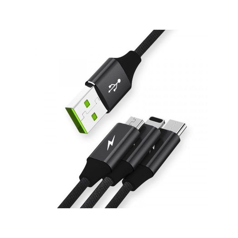 KABEL USB 3W1 SOMOSTEL CZARNY 1.2M POWERLINE SMS-BW03