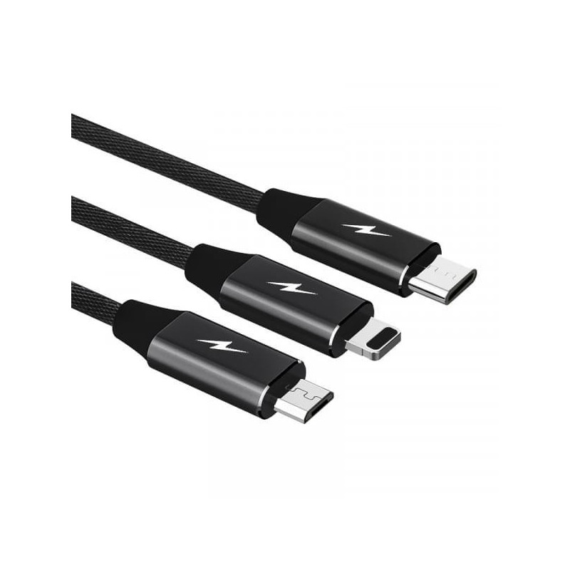KABEL USB 3W1 SOMOSTEL CZARNY 1.2M POWERLINE SMS-BW03