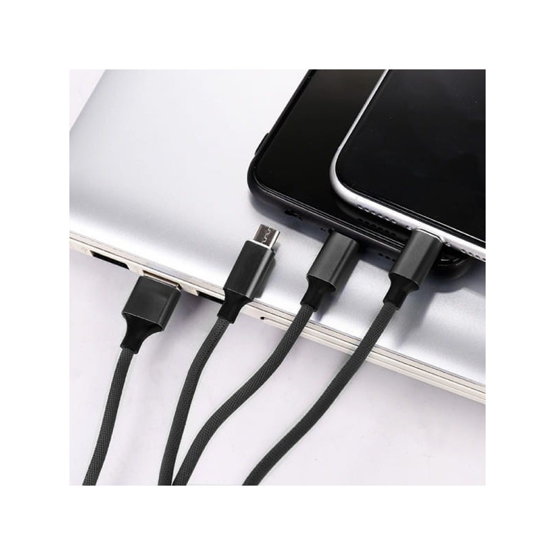 KABEL USB 3W1 SOMOSTEL CZARNY 1.2M POWERLINE SMS-BW03