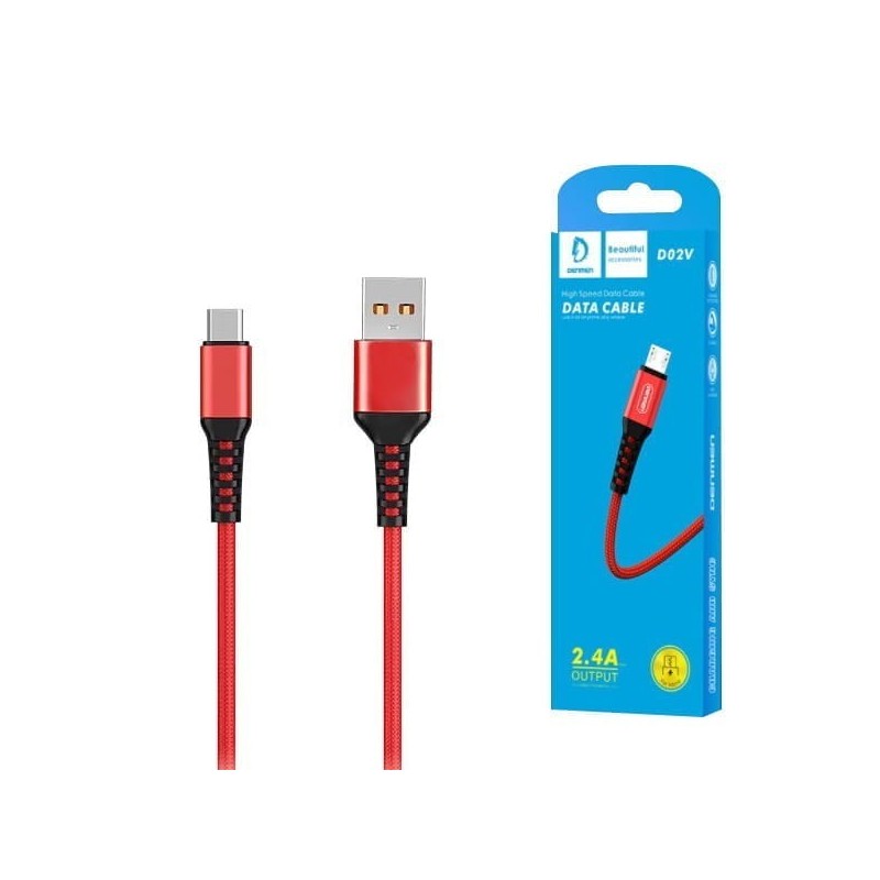 KABEL USB WZMACNIANY MICRO DENMEN CZERWONY 1M D02V