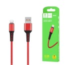 KABEL USB WZMACNIANY IPHONE DENMEN CZERWONY D02L