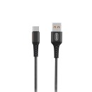 KABEL USB WZMACNIANY TYP-C DENMEN CZARNY 1M D02T