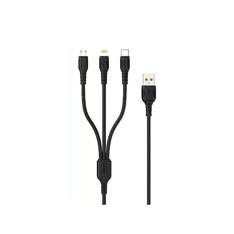 KABEL USB 3W1 DENMEN CZARNY 1M D05E
