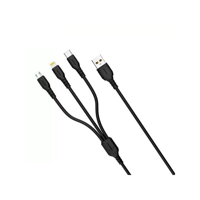KABEL USB 3W1 DENMEN CZARNY 1M D05E