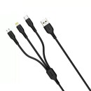 KABEL USB 3W1 DENMEN CZARNY 1M D05E
