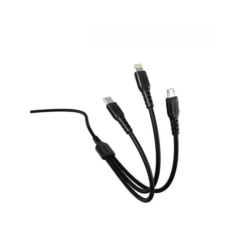 KABEL USB 3W1 DENMEN CZARNY 1M D05E