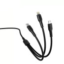 KABEL USB 3W1 DENMEN CZARNY 1M D05E