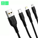 KABEL USB 3W1 DENMEN CZARNY 1M D05E