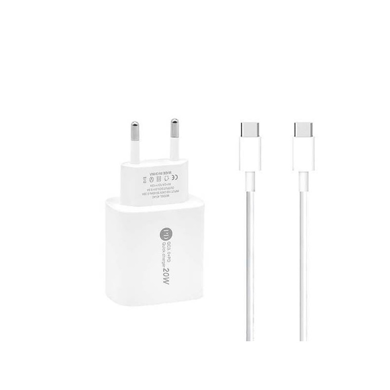 ŁADOWARKA SIECIOWA 20W + KABEL TYP-C/TYP-C PD VEGA