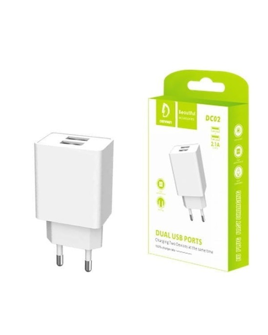 ŁADOWARKA SIECIOWA 2.1A 10W BIAŁA DENMEN 2xUSB