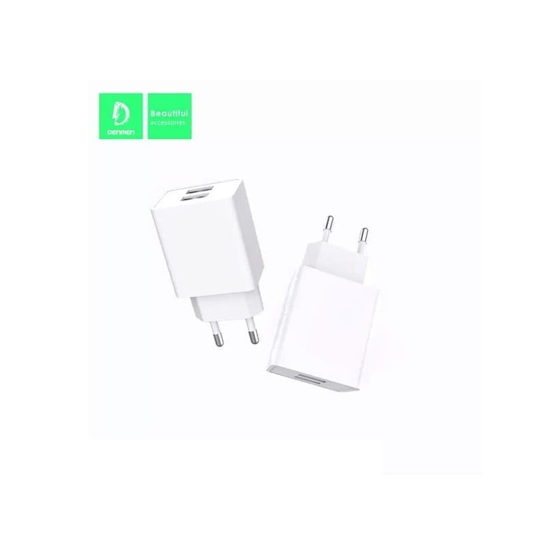 ŁADOWARKA SIECIOWA 2.1A 10W BIAŁA DENMEN 2xUSB