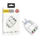 ŁADOWARKA SIECIOWA 2.4A 20W BIAŁA 2X USB 1X PD 2.1