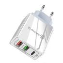 ŁADOWARKA SIECIOWA 2.4A 20W BIAŁA 2X USB 1X PD 2.1