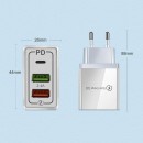 ŁADOWARKA SIECIOWA 2.4A 20W BIAŁA 2X USB 1X PD 2.1