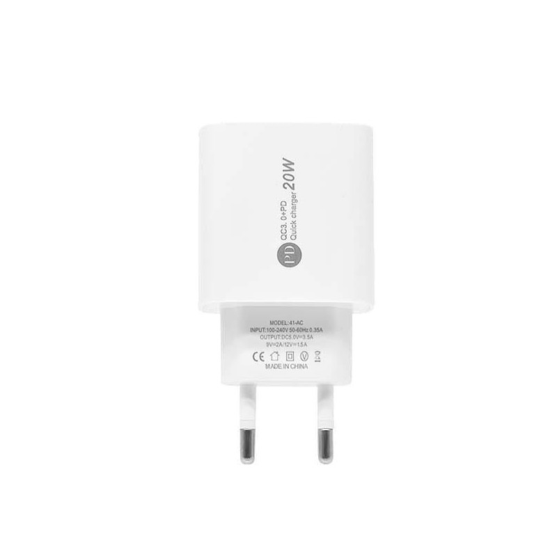 ŁADOWARKA SIECIOWA 20W + KABEL TYP-C do LIGHTNING