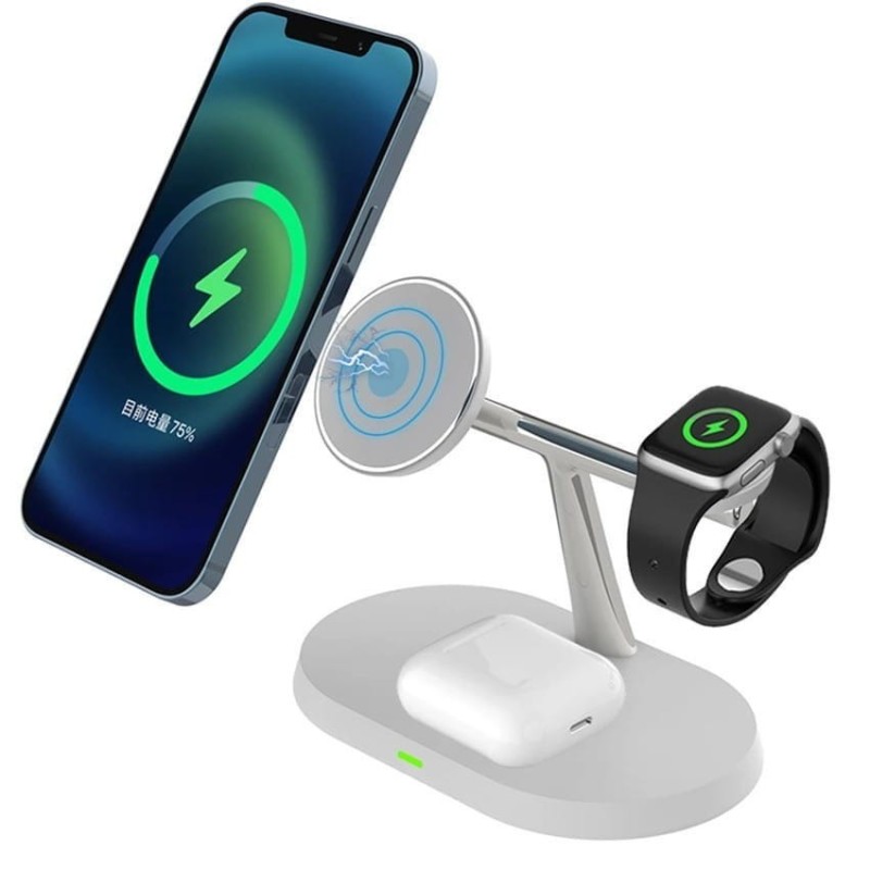 Indukcyjna stacja ładująca 3w1 do iPhone Biała