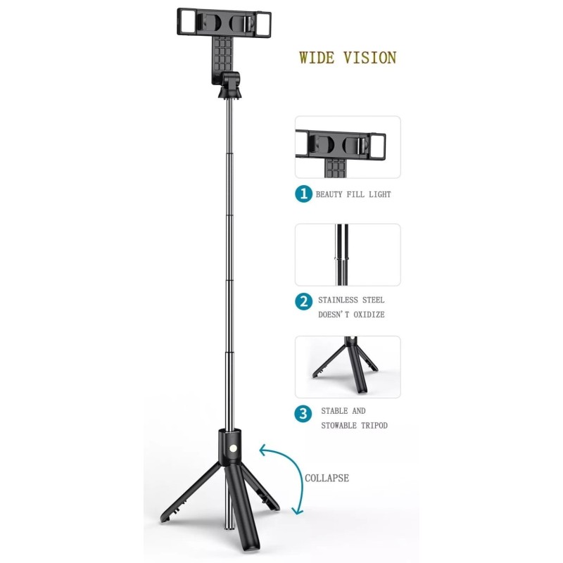 Statyw Selfie stick Tripod K12D z LED+ Pilot