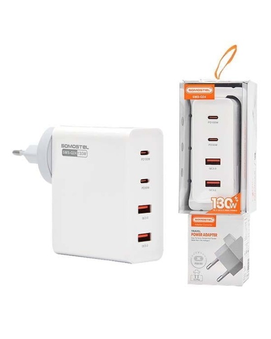 ŁADOWARKA SIECIOWA 130W SOMOSTEL GaN 2xPD 2XUSB