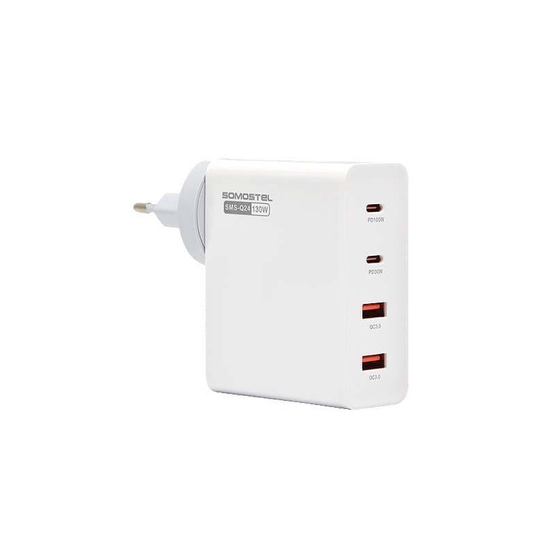 ŁADOWARKA SIECIOWA 130W SOMOSTEL GaN 2xPD 2XUSB