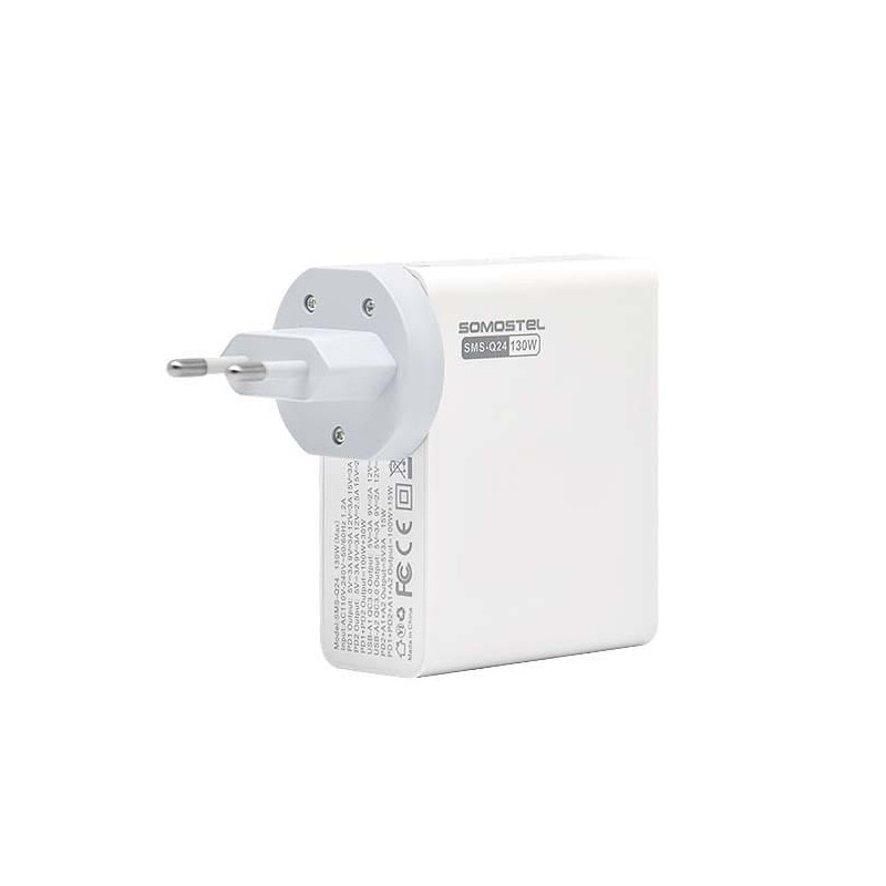 ŁADOWARKA SIECIOWA 130W SOMOSTEL GaN 2xPD 2XUSB
