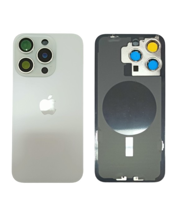 Klapka Plecki Tył iPhone 15 Pro Max Silver z Ramką i Magnesami MAGSAFE