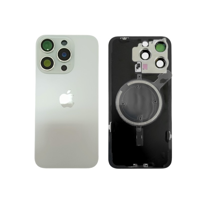 Klapka Plecki Tył iPhone 15 Pro Max Silver z Ramką i Magnesami MAGSAFE