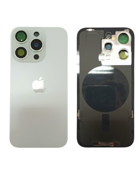 Klapka Plecki Tył iPhone 15 Pro Silver z Ramką i Magnesami MAGSAFE