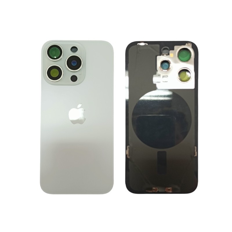 Klapka Plecki Tył iPhone 15 Pro Silver z Ramką i Magnesami MAGSAFE