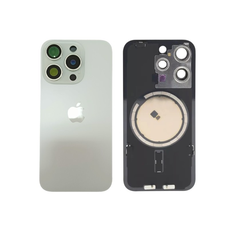 Klapka Plecki Tył iPhone 15 Pro Silver z Ramką i Magnesami MAGSAFE