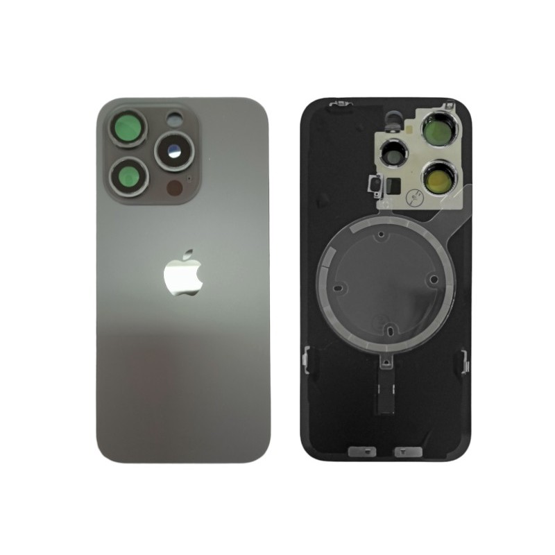 Klapka Jednobryłowa Plecki Tył iPhone 15 Pro Black z Ramką i Magnesami