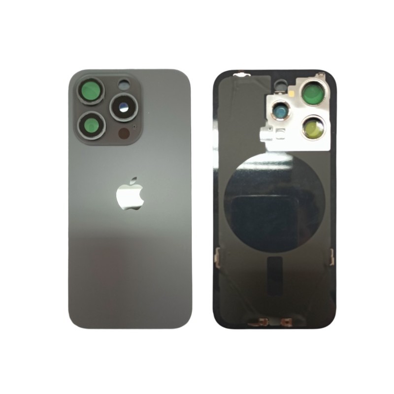 Klapka Jednobryłowa Plecki Tył iPhone 15 Pro Black z Ramką i Magnesami