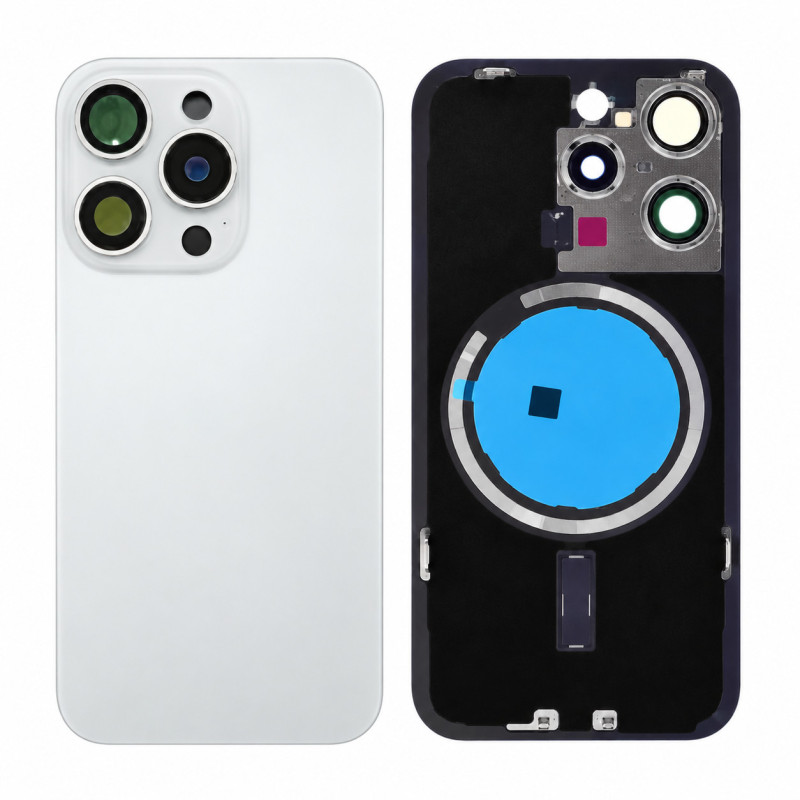 Klapka Jednobryłowa Plecki Tył iPhone 15 Pro Silver z Ramką HQ
