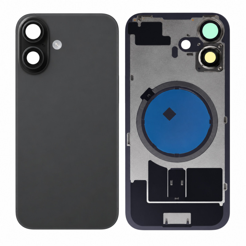 Klapka Plecki Tył iPhone 16 Black z Ramką i Magnesami