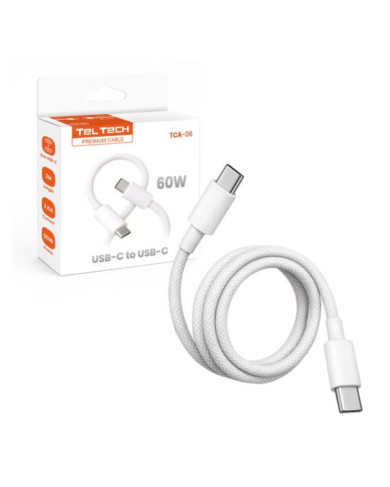 TelTech kabel PD USB-C - USB-C 3A 60W 2m biały