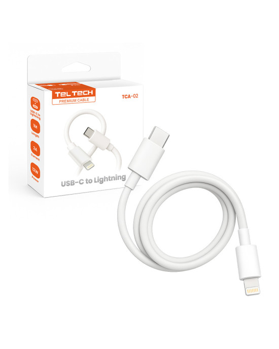 TelTech kabel USB-C - Lightning 2A 12W 1m biały