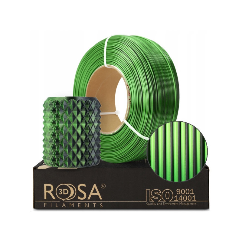 FILAMENT 3D ReFill PLA Magic Silk Mistic Green (black+green) 1kg