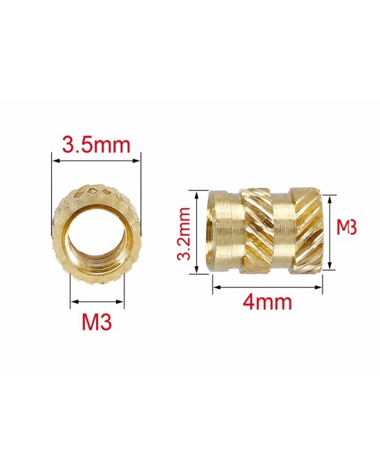 Mosiężny gwint - insert do druku 3D M3 10szt