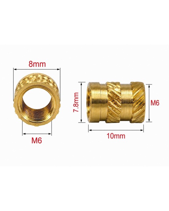 Mosiężny gwint - insert do druku 3D M6 10szt