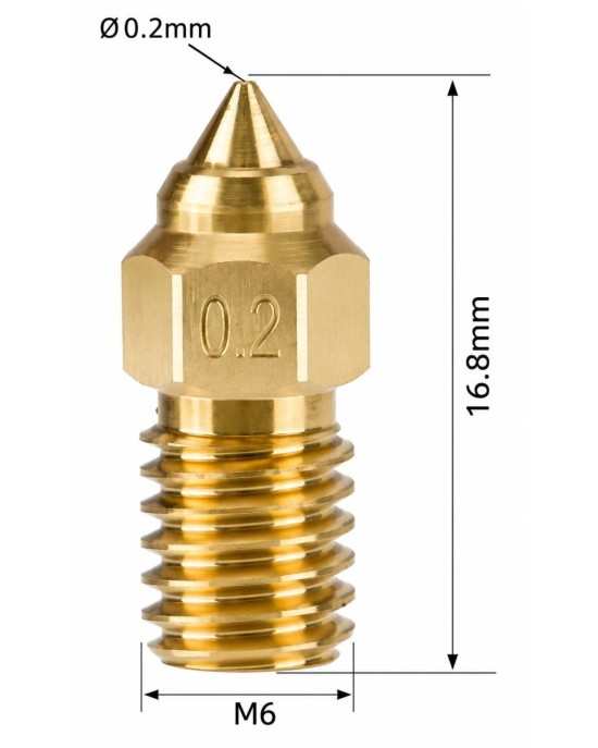 Mosiężna dysza nozzle 1,75mm Creality Ender7 Gwint M6 0.2mm