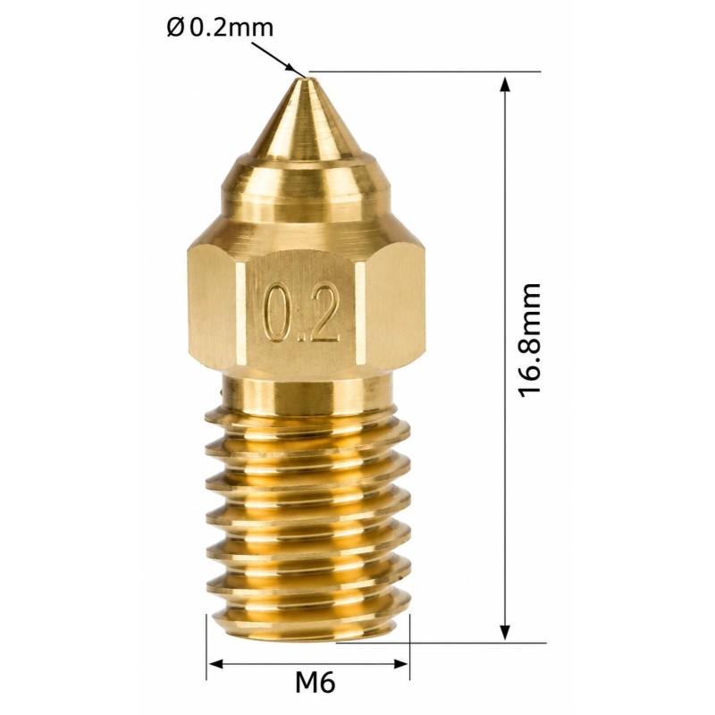 Mosiężna dysza nozzle 1,75mm Creality Ender7 Gwint M6 0.2mm