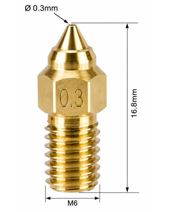 Mosiężna dysza nozzle 1,75mm Creality Ender7 Gwint M6 0,3mm