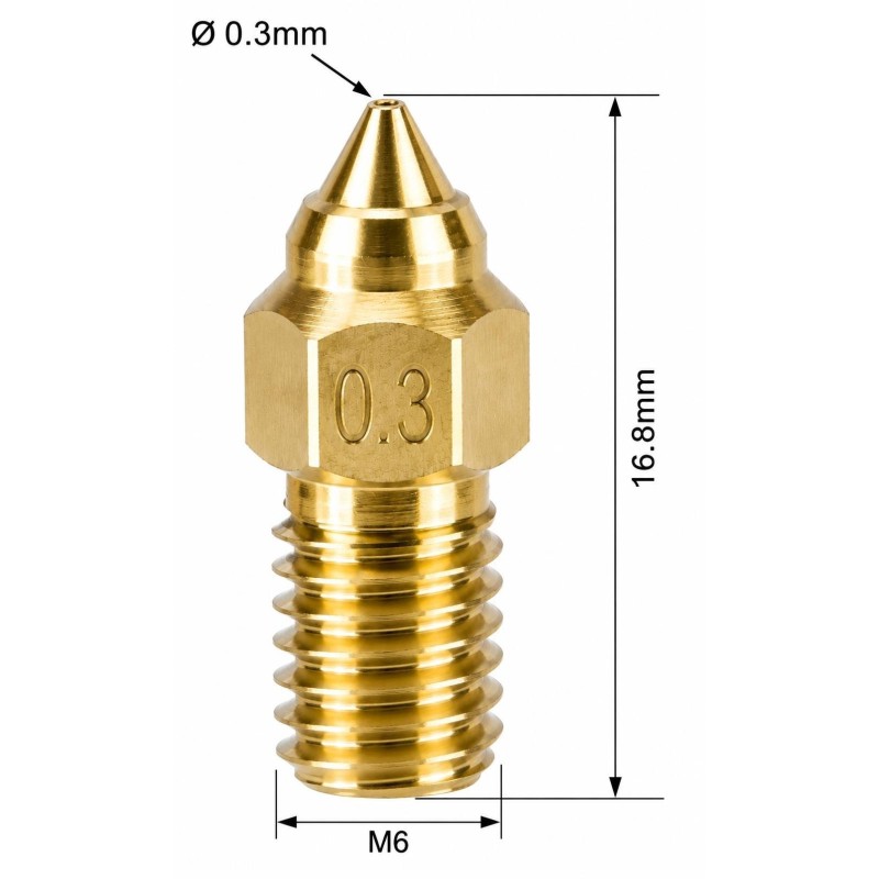 Mosiężna dysza nozzle 1,75mm Creality Ender7 Gwint M6 0,3mm