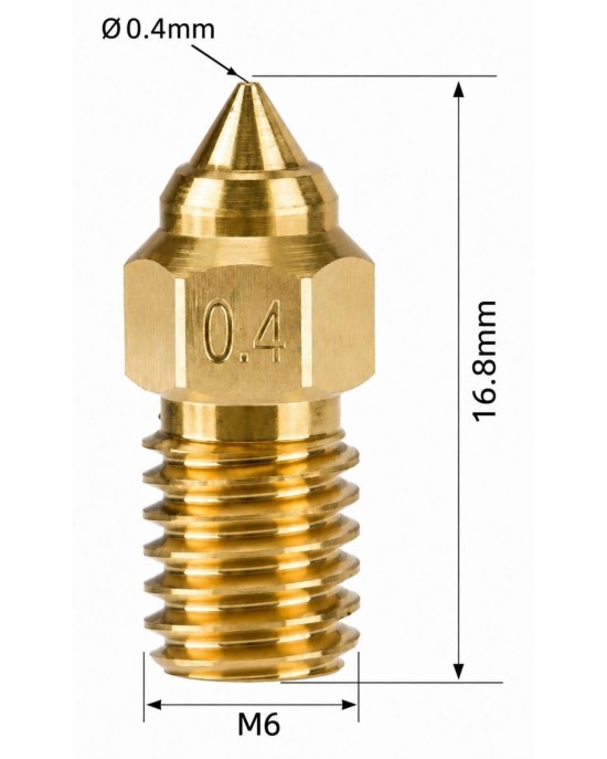 Mosiężna dysza nozzle 1,75mm Creality Ender7 Gwint M6 0,4mm