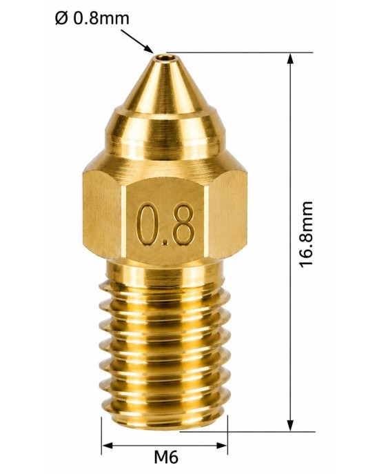 Mosiężna dysza nozzle 1,75mm Creality Ender7 Gwint M6 0,8mm