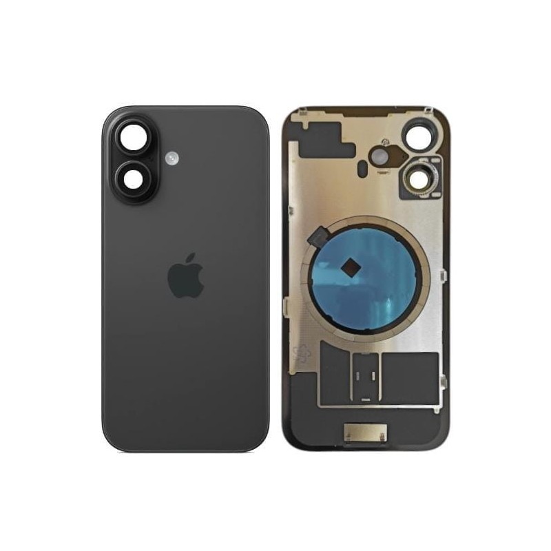 Klapka Plecki Tył iPhone 16 Black z Ramką i Magnesami